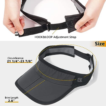 GADIEMKENSD Foldable Sun Visor Hat UPF 50+ Lightweight Adjustable - color: Grey Black