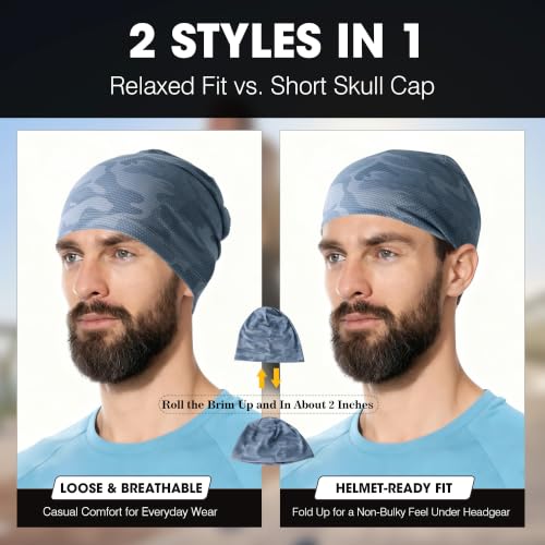 WTACTFUL Cooling Breathable Skull Cap Men Women, Sweat Wicking 1-2-4 Pack - color: 1 Piece - Camoblue