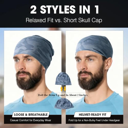 WTACTFUL Cooling Breathable Skull Cap Men Women, Sweat Wicking 1-2-4 Pack - color: 1 Piece - Camoblue