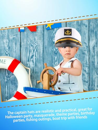 8 Pieces Captain Hats Adjustable White Sailors Navy Marine Admiral Caps for Yacht Theme Party Costume Accessory - color: Style 11