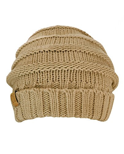 NYFASHION101 Slouch Wrinkled Beanie Cap Slouchy Skull Hat - color: Camel