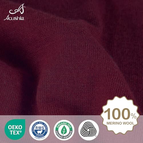 ACUSHLA 100% Merino Wool Neck Gaiter Men Women Winter Ski Face Mask Scarf - color: Crimson 219