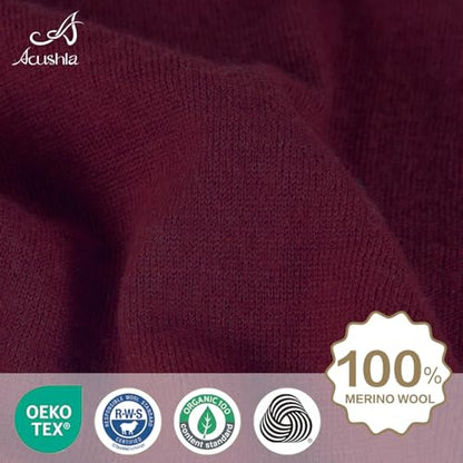 ACUSHLA 100% Merino Wool Neck Gaiter Men Women Winter Ski Face Mask Scarf - color: Crimson 219