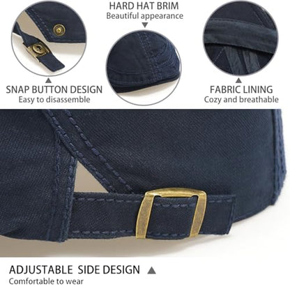Initlove Mens Newsboy Cap Cotton Ivy Hat Beret Hats for Driving - color: A Navy