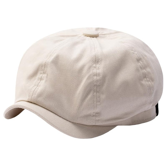 8-Panel Newsboy Cap 100% Cotton Ivy Hat Oversized Flat Beret for Big Head Gatsby Ivy Golf Cabbie Hat M L XL - color: Beige