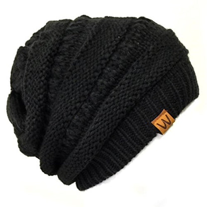 allydrew Winter Thick Knit Beanie Slouchy Beanie for Men & Women - color: Black
