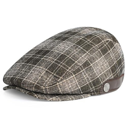 Sumolux Mens Newsboy Hat Flat Cap Gatsby Lvy Irish Hats Driving Cabbie - color: B Coffee Plaid