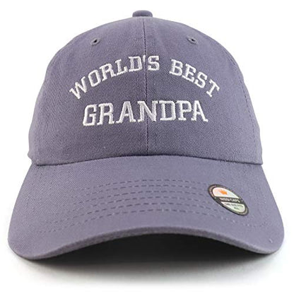 Trendy Apparel Shop World's Best Grandpa Embroidered Low Profile Soft Cotton Dad Hat Cap - color: Grey