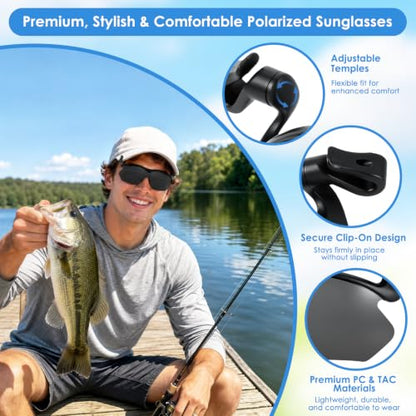 DEECOZY Outdoor Polarized Sunglasses, Clip Cap Sports Sunglasses,UV400 Sunglasses for Mens Womens Fishing Cycling Hiking - color: Grey