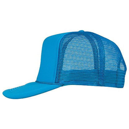 OTTO Neon Polyester Foam Front 5 Panel High Crown Mesh Back Trucker Hat - color: N. Blue