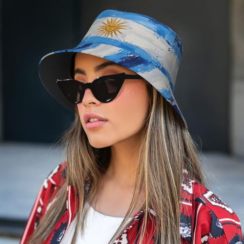 Bucket Hat for Men Women Packable Sun Hats Fisherman Outdoor Summer Travel Hiking Beach Caps - color: Argentine