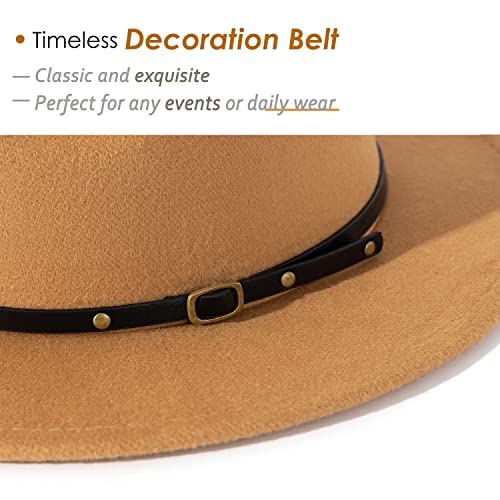 Lisianthus Women Belt Buckle Fedora Hat - color: Camel