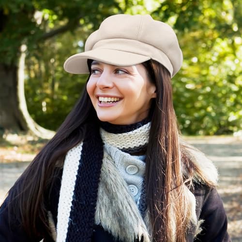 Beret Hats for Women Newsboy Hats Polyester Newsboy Cap Classic Autumn Winter Spring - color: Beige