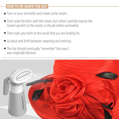 Ruphedy Women Derby Church Dress Bucket Hat Fascinators Tea Party Wedding Hat - color: Sd702-red