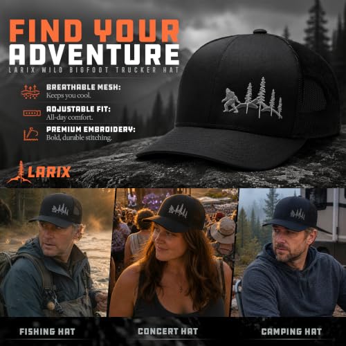 LARIX Trucker Hat Men - Snapback Cap with Breatheable Mesh Back, Hats for men, Mens Hat, Mens Trucker Hats - color: Black (Wb)