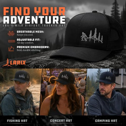 LARIX Trucker Hat Men - Snapback Cap with Breatheable Mesh Back, Hats for men, Mens Hat, Mens Trucker Hats - color: Black (Wb)