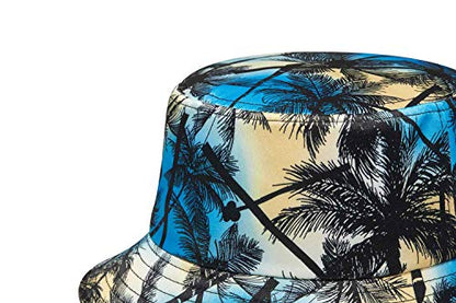 Quanhaigou Unisex Sun Hats, Fashion Beach Bucket Hat for Men Women,Summer Outdoor Boonie Cap Breathable Packable - color: Palm Tree