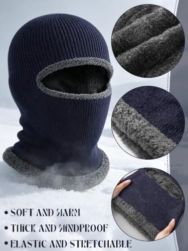 Blulu Ski Knitted Mask for Men,1 Hole - color: Navy Blue, size: Medium
