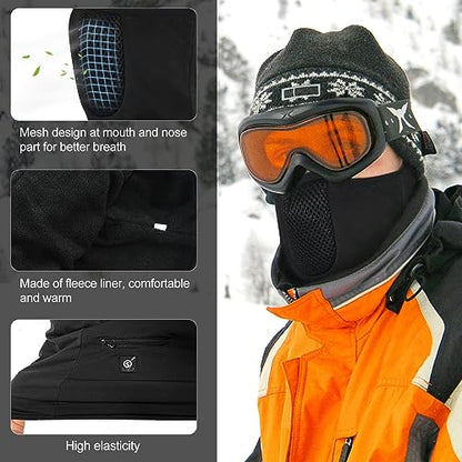 day wolf Heated Ski Mask Balaclava for Winter,Smart Heat Machine Washable Heated Warm Face Mask for Cold Weather - size: Small