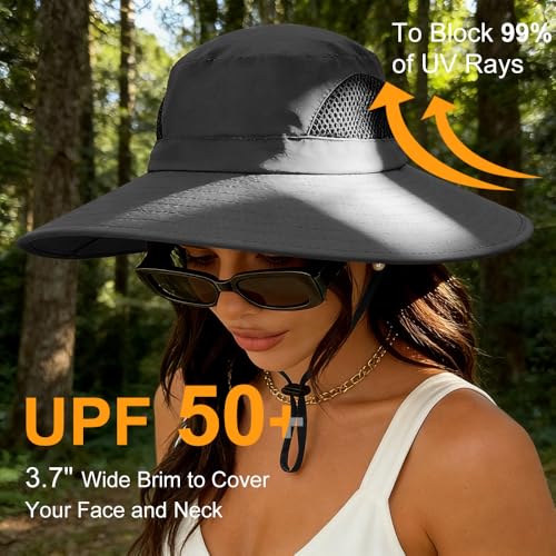 DRESHOW Sun Hats for Women Gardening Hat Waterproof Wide Brim Bucket Hat Breathable Mesh Beach Hats Packable Cap UPF 50+ - color: 1 Pack Fishing Hat Style 2: Deep Grey
