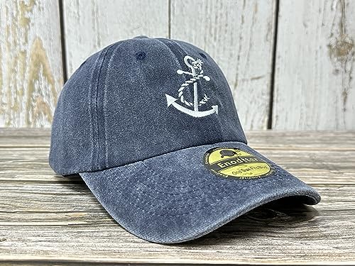 Embroidered Baseball Caps for Men and Women - color: Anchor (Washed Navy Blue)