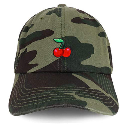 Trendy Apparel Shop Cherry Patch Brushed Cotton Unstructured Dad Hat - color: Camo