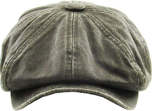 KBETHOS Leather Ascot Made in USA Ivy Collection Classic Newsboy Caps - color: (E) Pu Leather - Olive, size: Small-Medium
