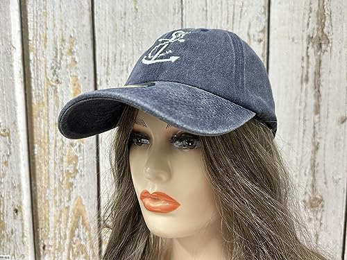 Embroidered Baseball Caps for Men and Women - color: Anchor (Washed Navy Blue)