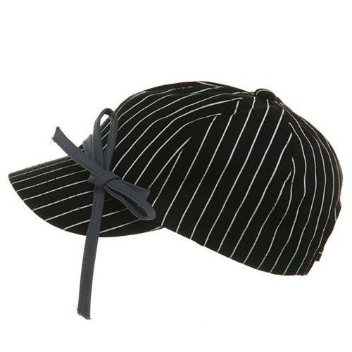 e4Hats.com Ladies White Stripe 6 Panel Newsboy Hat - color: Black