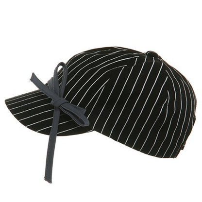 e4Hats.com Ladies White Stripe 6 Panel Newsboy Hat - color: Black