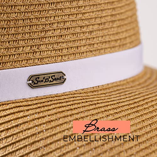 Sun 'N' Sand French Laundry Straw Sun Hats for Women - Backless, Foldable, and Packable Hat - Beach Hat for Women - 4" Brim - color: Brown