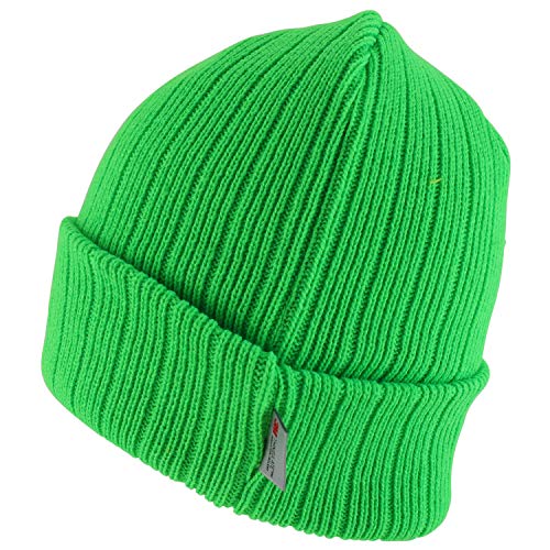 Armycrew 3M Thinsulate Insulation Fleece Lined Long Cuff Ribbed Beanie - color: Neon Green