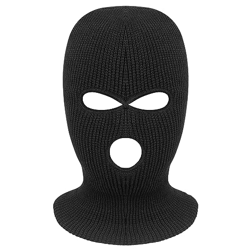 3-Hole Full Face Mask Cover Ski Mask Winter Balaclava Cap - color: Black