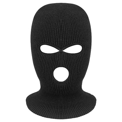 3-Hole Full Face Mask Cover Ski Mask Winter Balaclava Cap - color: Black