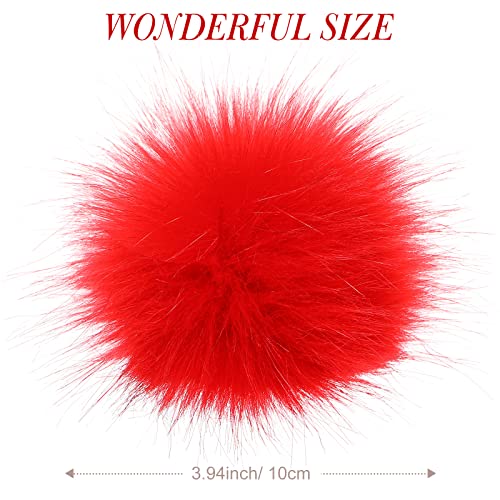 Tatuo 16 Pcs Faux Fur Pom Poms for Hats, Red - color: Red