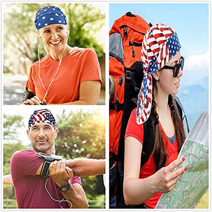 4 Pack Head Wraps Cycling Caps Dew Rag Skull Caps Beanie Cap Do Rags, Pirate Hats, Doo Rag, Durag Bandana - color: Flags, size: One Size