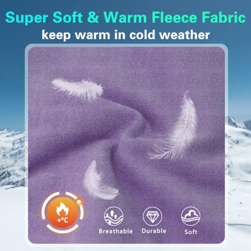 GoxRunx Kids Balaclava Ski Mask,Fleece Face Mask Neck Warmer for Boys Girls,Windproof Face Cover for Cold Weather - color: Purple