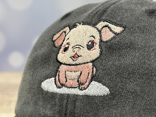 Adjustable Embroidery Animal Baseball Hat for Kid Toddler Child - color: Pig (Washed Black)
