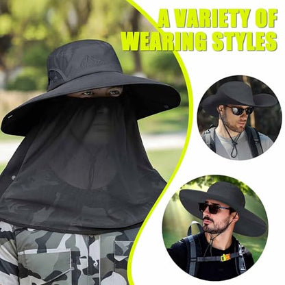 Cooltto L/XL/XXL Wide Brim Sun Hat UPF 50+ UV Protection Boonie Hat - color: Slate Grey, size: Medium-Large