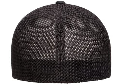 Flexfit 6511 Fitted Mid-Profile Stretchable Mesh Panels Trucker Cap - color: Black, size: Small-Medium