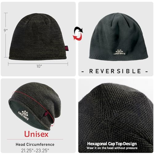 Lvaiz Winter Beanie for Men Women Warm Fleece Lined Reversible Skull Cap - color: Mixed Coffee+grey