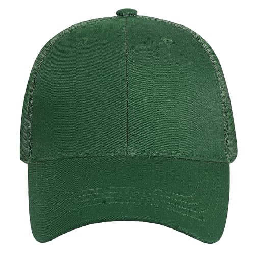 Falari Trucker Hat Baseball Cap Structured Plain Design 6 Panel, Adjustable Size - color: 1pk Hunter Green