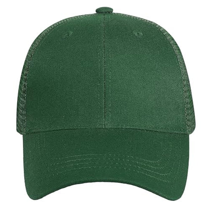 Falari Trucker Hat Baseball Cap Structured Plain Design 6 Panel, Adjustable Size - color: 1pk Hunter Green