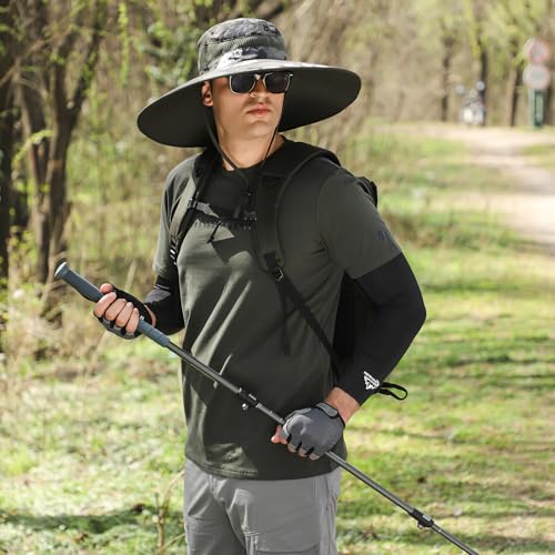 Wide Brim Sun Protection Hat Outdoor Unisex Ventilated Hats for Hiking Beach Fishing Safari Garden Lawn Yard Work Kayaking - color: Armygreen Graffiti