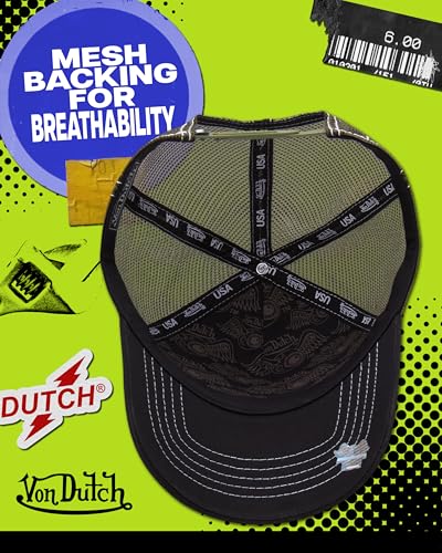 Von Dutch Unisex Trucker Hat, Colorblock, Mesh Back, Curved Bill, Snapback - color: Enigma Stone