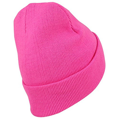 Armycrew High Visibility Neon Color Cuff Long Winter Beanie Hat - color: Pink