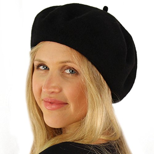 Classic Winter 100% Wool Warm French Art Basque Beret Tam Beanie Hat Cap - color: Black