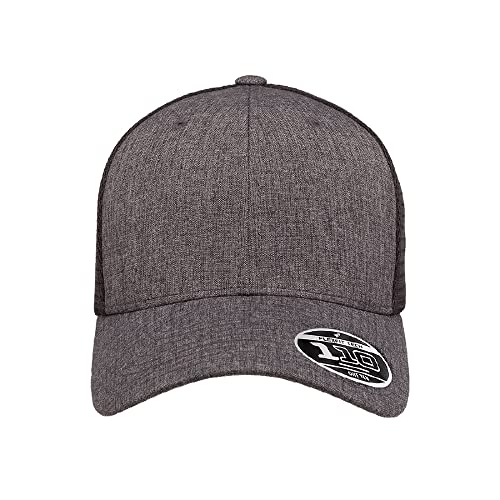 Flexfit 110M Trucker Mid-Profile Mesh Back Snapback Cap - color: Melange Charcoal/Black