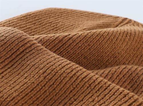 Connectyle Thick Cuffed Beanie for Men & Women Double Layer Knit Winter Hat Acrylic Watch Hat Warm Stocking Skull Cap - color: Camel