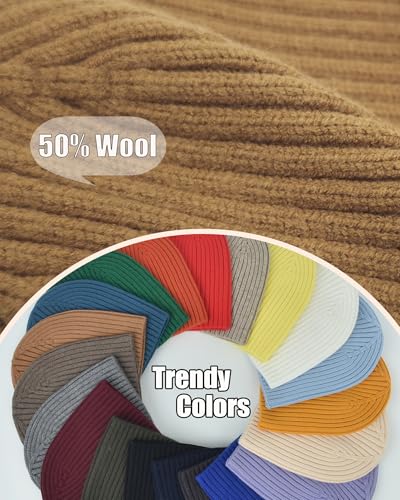 ROYBENS Wool Beanie for Men Women, Seamless Knit Warm Winter Hat Skull Caps - color: 1pcs-light Tan